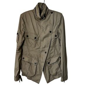 Vince Camuto Anorak Cargo Jacket With Removable Hoodie Mock Neck beige Small